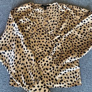 Forever 21 faux wrap top leopard print